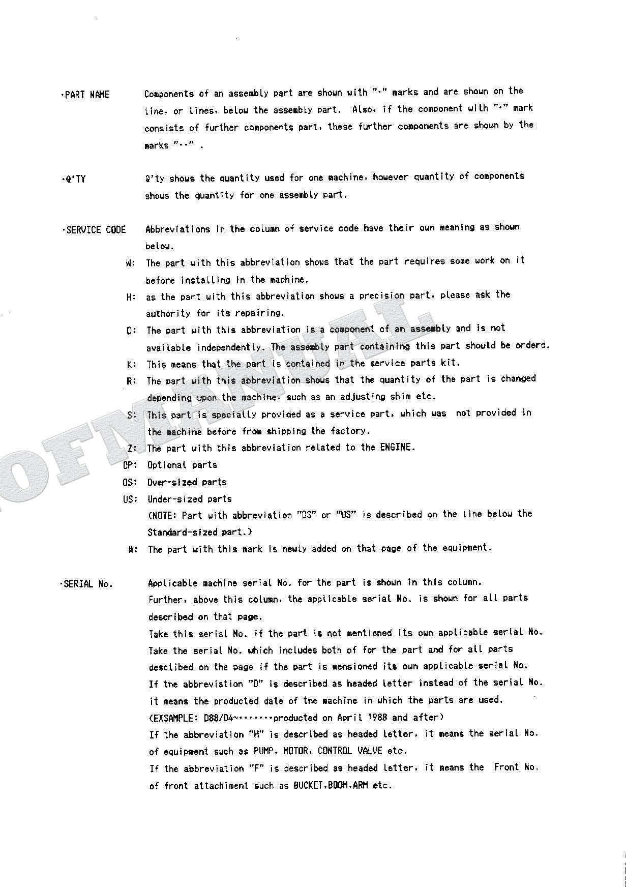 HITACHI EX60SR Excavator Parts Catalog Manual SN 00501-
