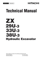 Hitachi ZX29U-3 ZX33U-3 ZX38U-3 Excavator Service Manual with Schemes