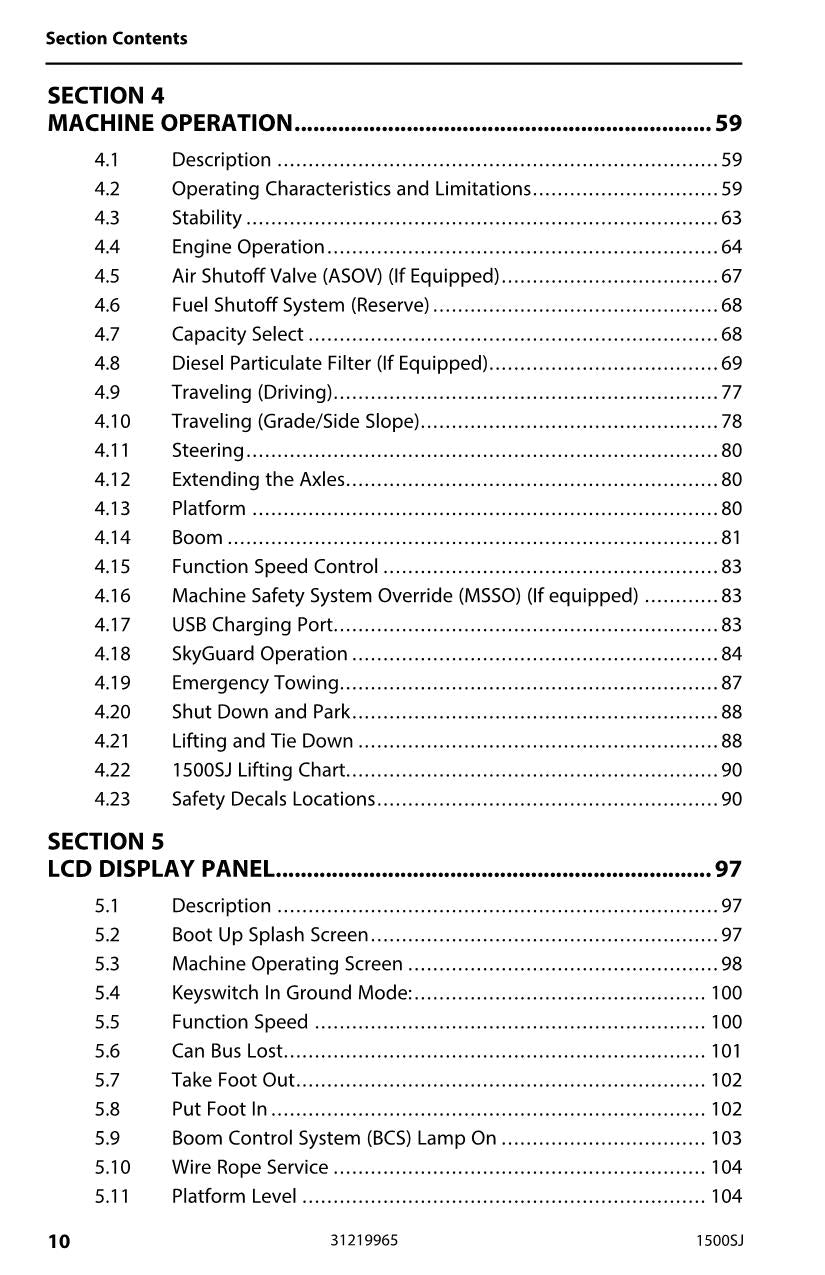 Manual del operador de mantenimiento y operación de la plataforma elevadora JLG 1500SJ 31219965