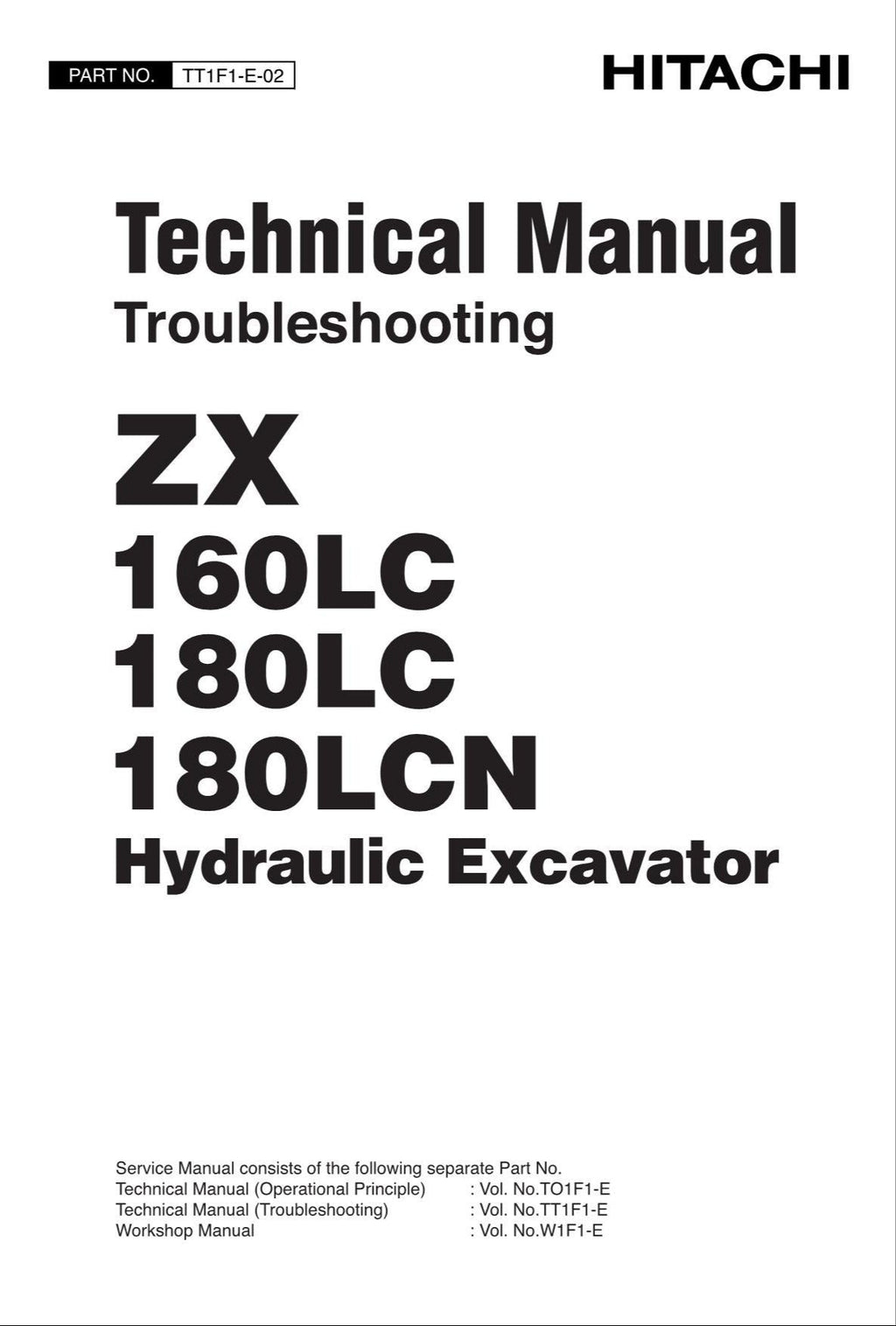 HITACHI ZX180LCN Excavator Troubleshooting +Schematic Technical Manual