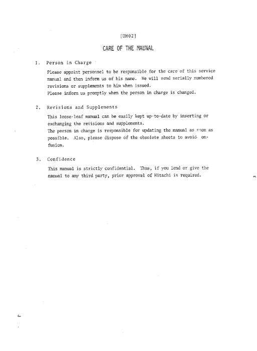 HITACHI UH02 EXCAVATOR SERVICE MANUAL