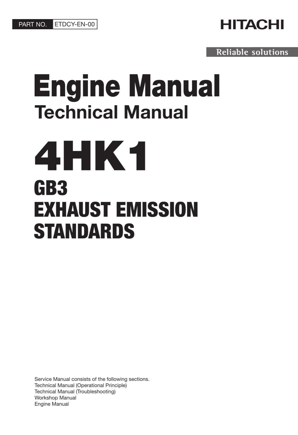 Hitachi 4HK1 GB3 STNDRD Operat Workshop Engine Service Repair manual ETDCY