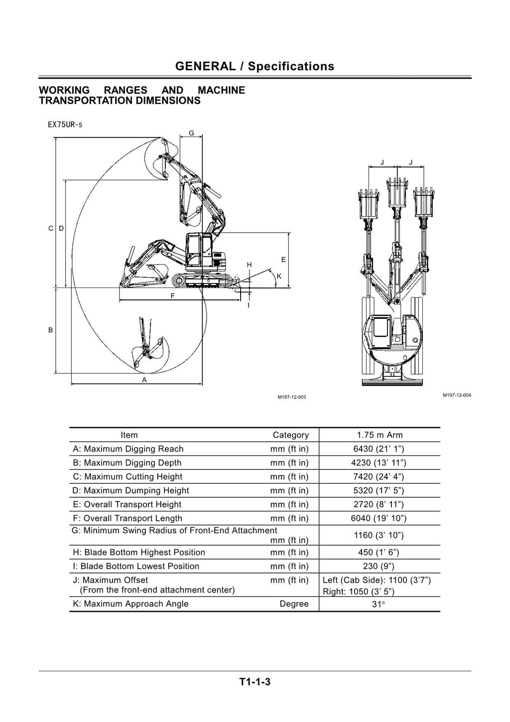 HITACHI EX75UR-5 EX75US-5 Excavator Operational Principle Technical Manual