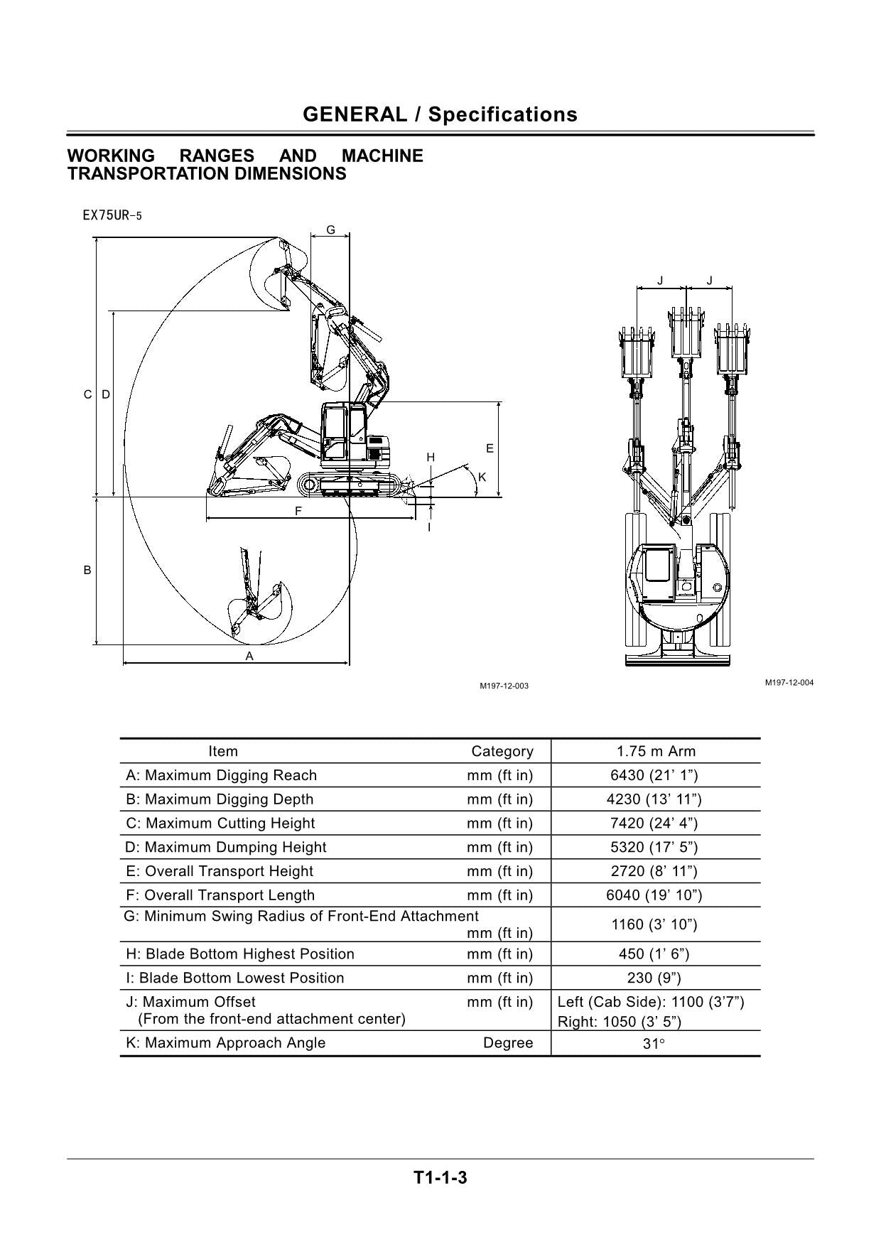 HITACHI EX75UR-5 EX75US-5 Excavator Operational Principle Technical Manual