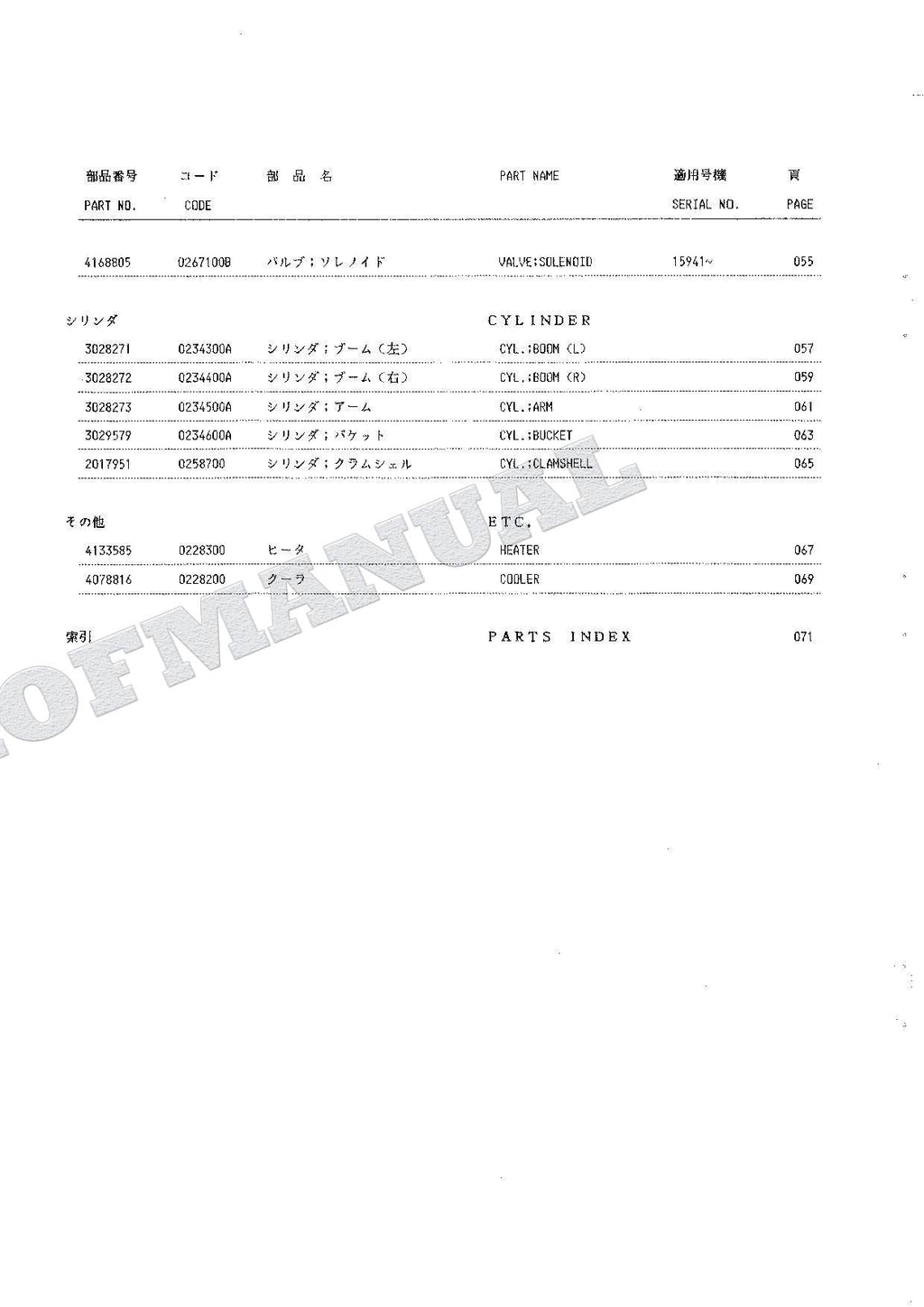 HITACHI UH04-7 UH053 Equip Component Excavator Parts Catalog Manual P12A-E1-3