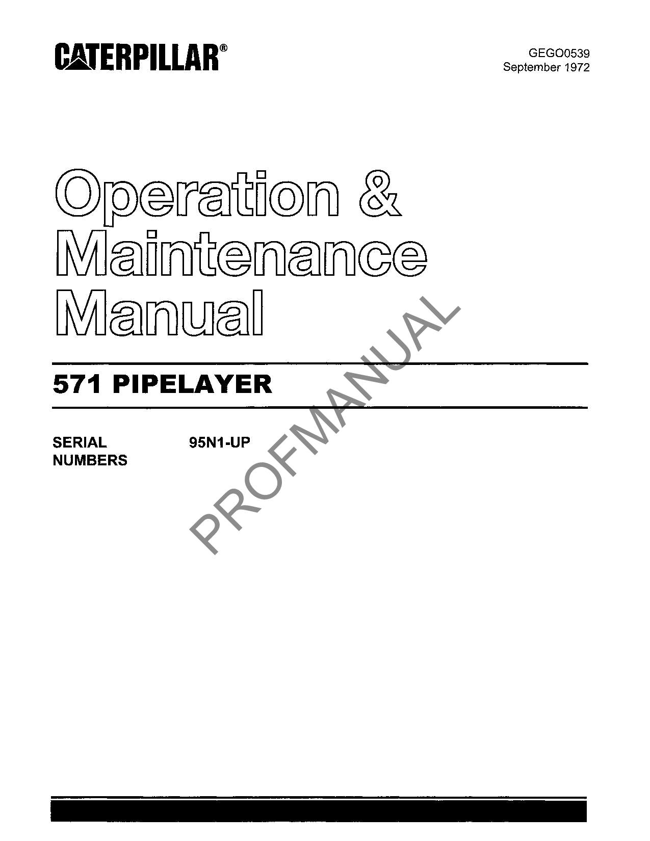 Manual de mantenimiento del operador del tiendetubos Caterpillar 571 GEG00539