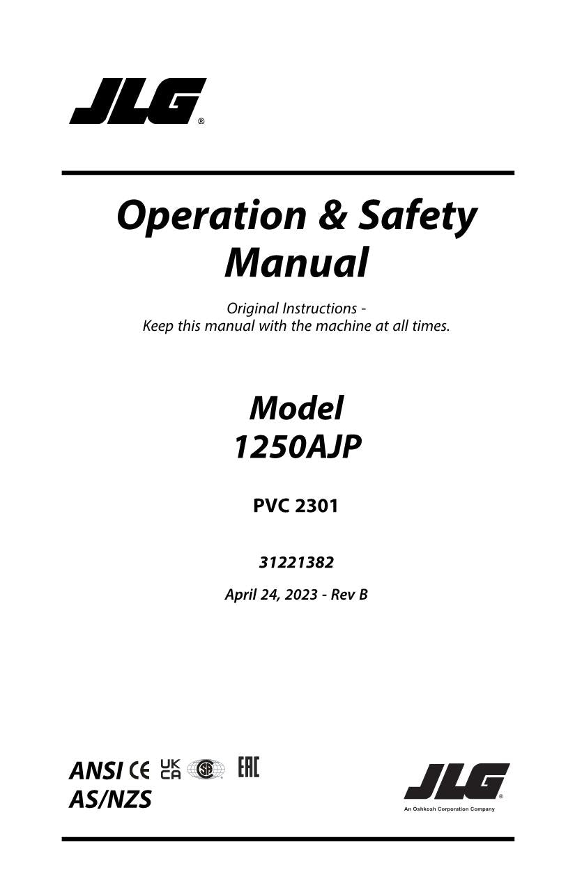 Manual del operador de mantenimiento y operación de la plataforma elevadora JLG 1250AJP 31221382