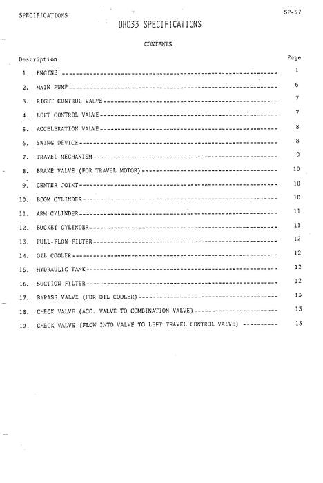 HITACHI UH033 EXCAVATOR SERVICE MANUAL