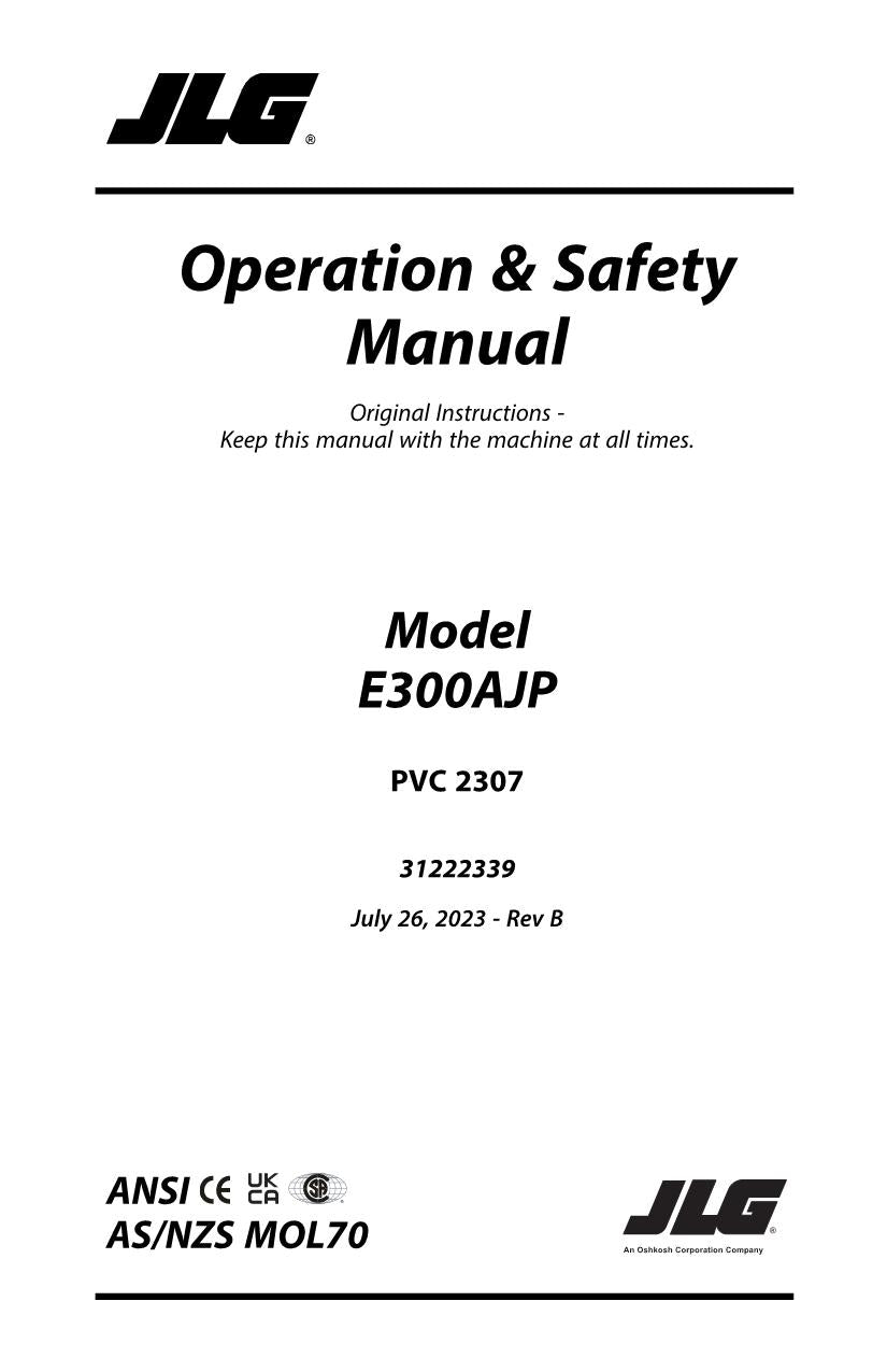 Manual del operador de mantenimiento y operación de la plataforma elevadora JLG E300AJP 31222339