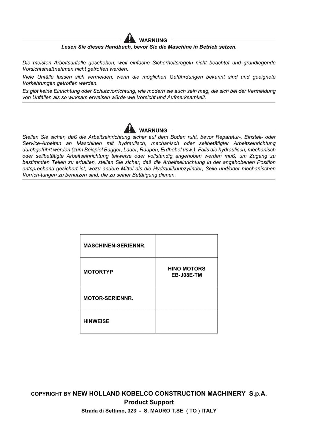 New Holland E385B Bagger Betriebsanleitung