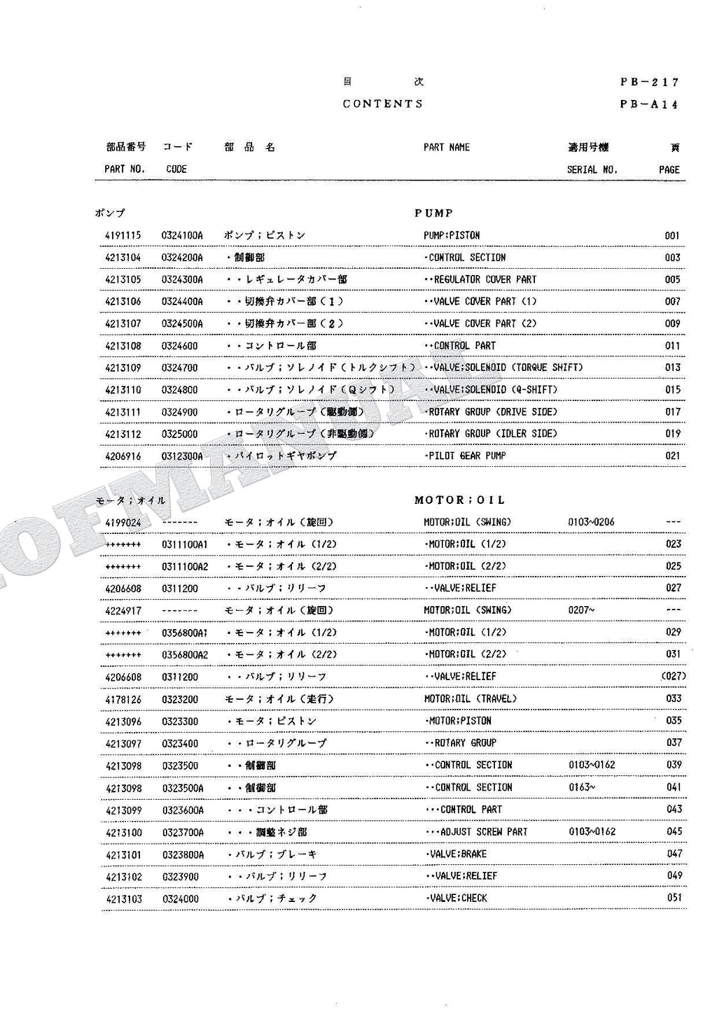 HITACHI EX100W Equipment Component Excavator Parts Catalog Manual