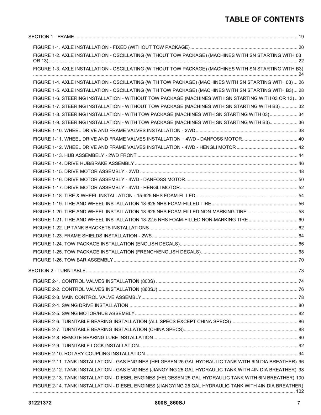 JLG 800S 860SJ Boom Lift Parts Catalog Manual 31221372