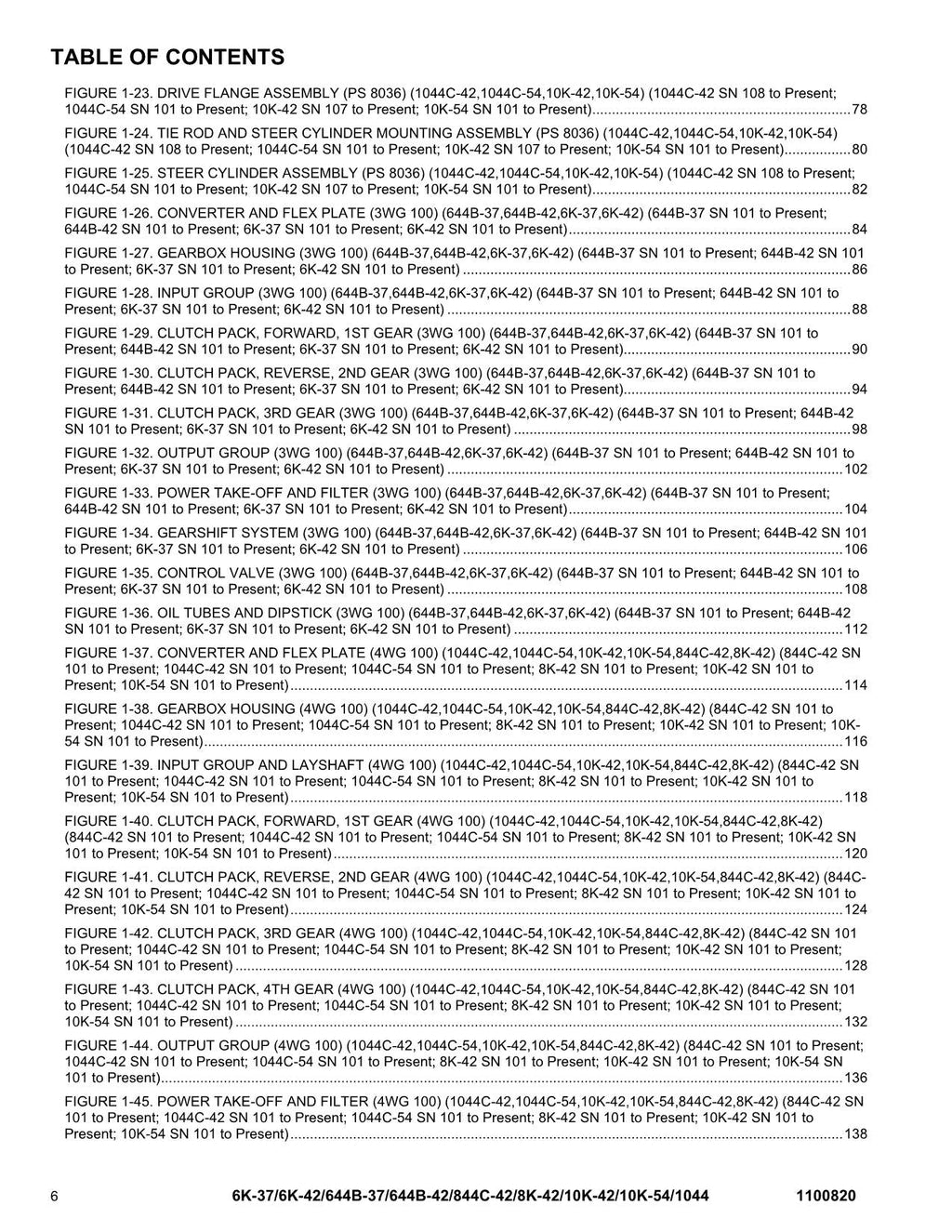 JLG LULL 644B-42 6K-37 6K-42 844C-42 8K-42 Telehandler Parts Catalog Manual