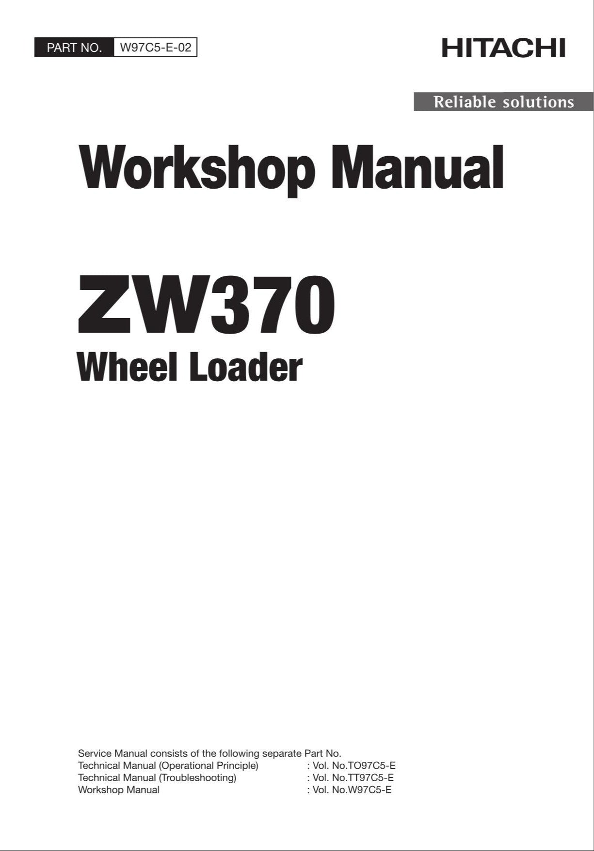 Hitachi ZW370 Wheel Loader Workshop Manual