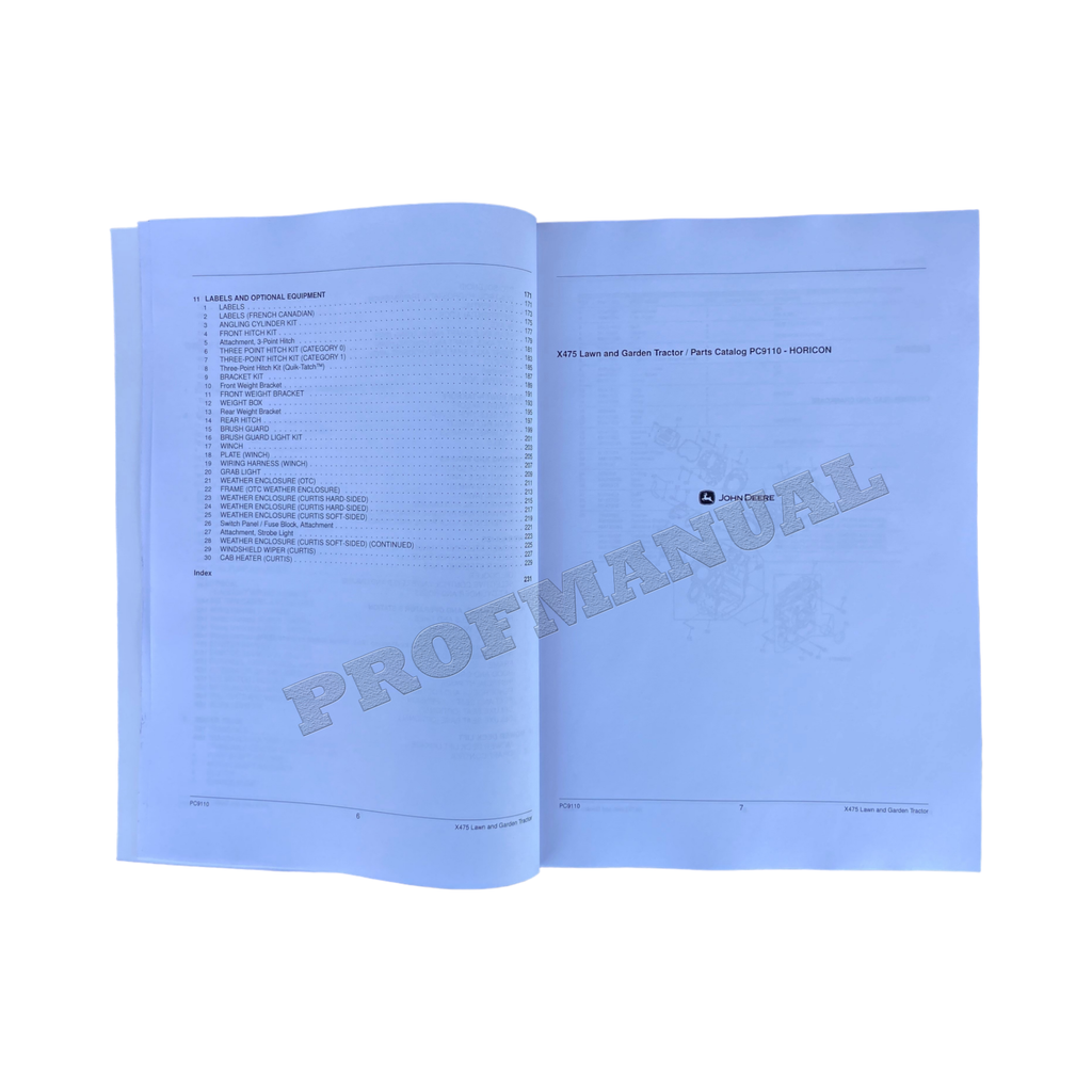 MANUAL DEL CATÁLOGO DE PIEZAS DEL TRACTOR JOHN DEERE X475 