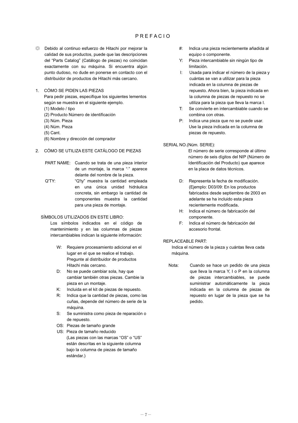 Hitachi ZW95 Equipment Component Wheel Loader Parts Catalog Manual SN 000101-up