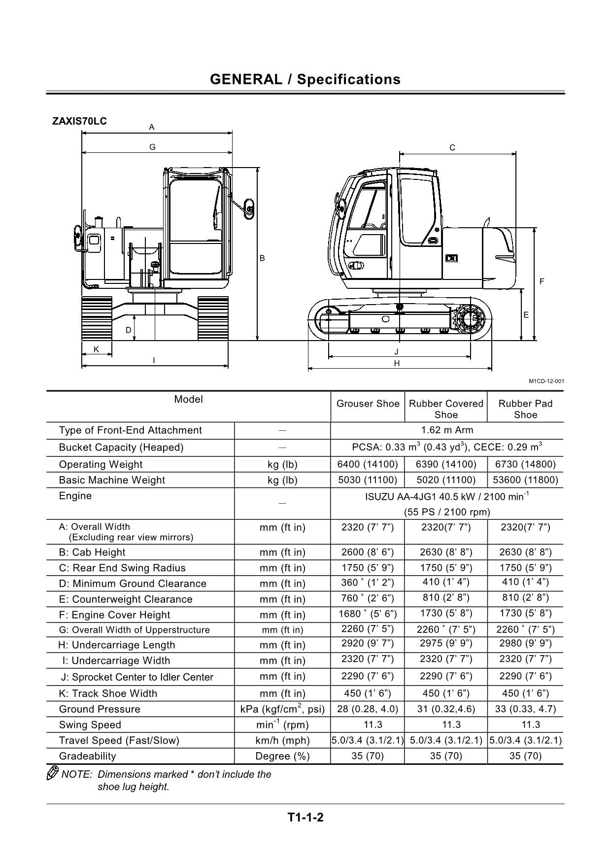 HITACHI ZAXIS ZX70 ZX70LC Excavator Operational Principle Technical Manual