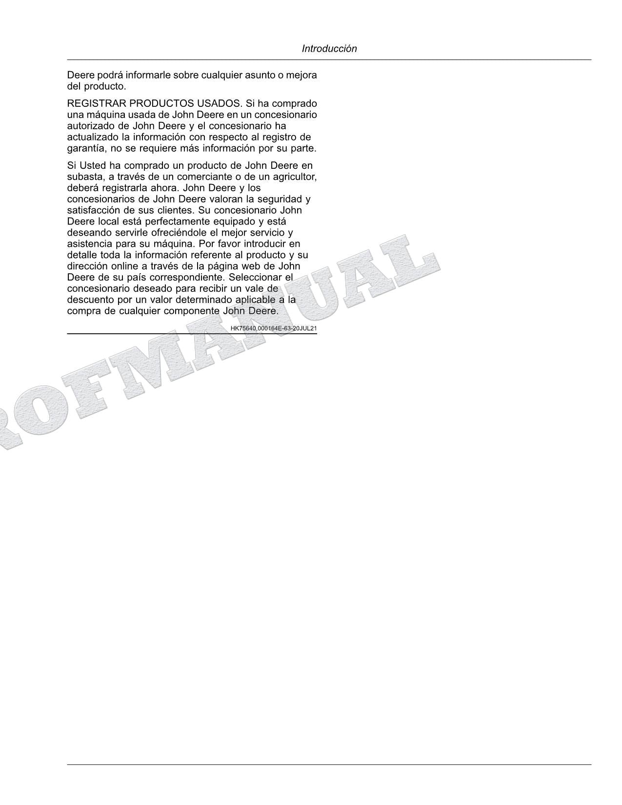 John Deere W235R W260R hileradora Manual del Operador Español SN -509999