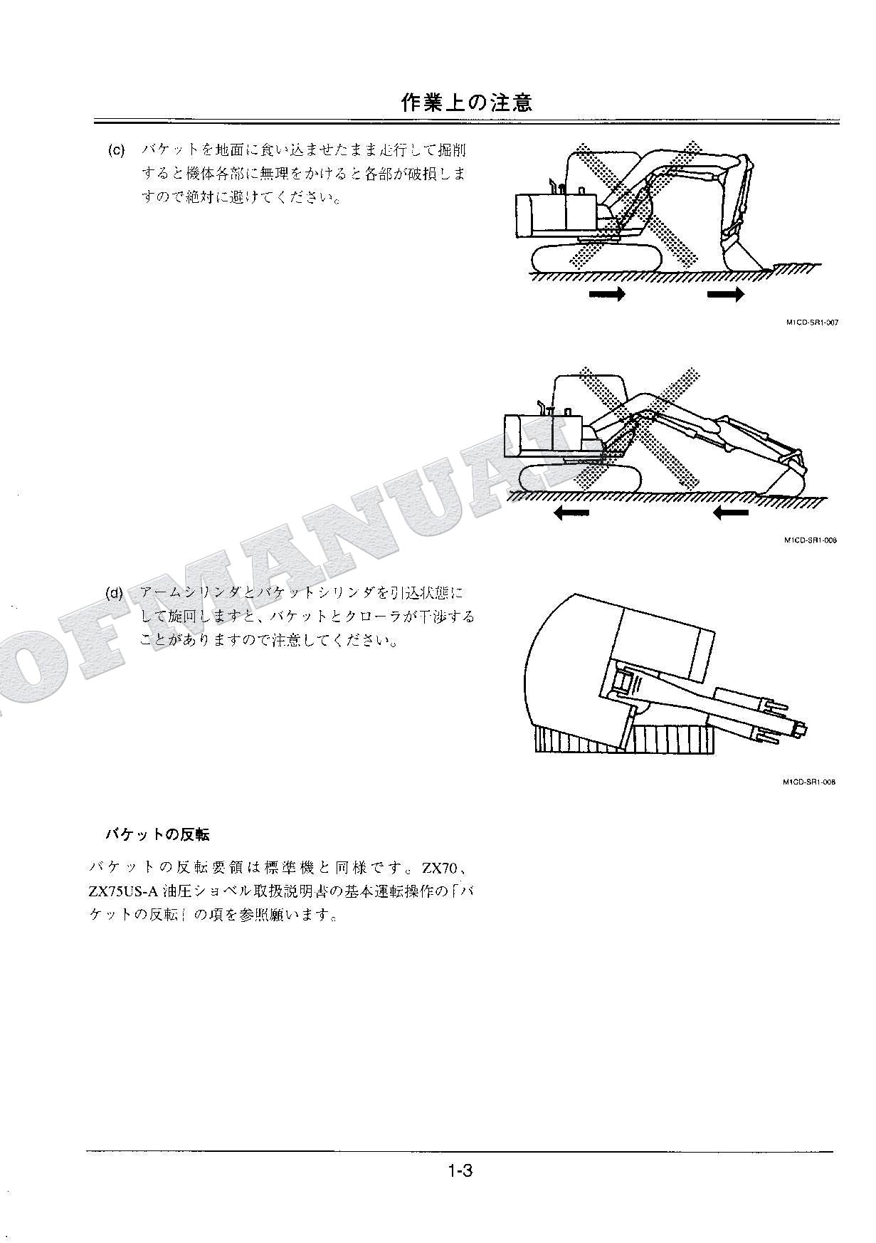 HITACHI ZAXIS ZX70 ZX75US-A Excavator Parts Catalog Manual