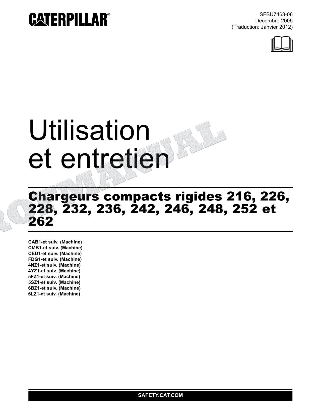 Caterpillar 216 226 228 232 236 Cargador compacto rígido Manual de utilización