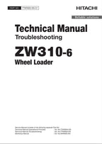 Hitachi ZW310-6 Wheel Loader Technical Manual Troubleshooting +Schematics