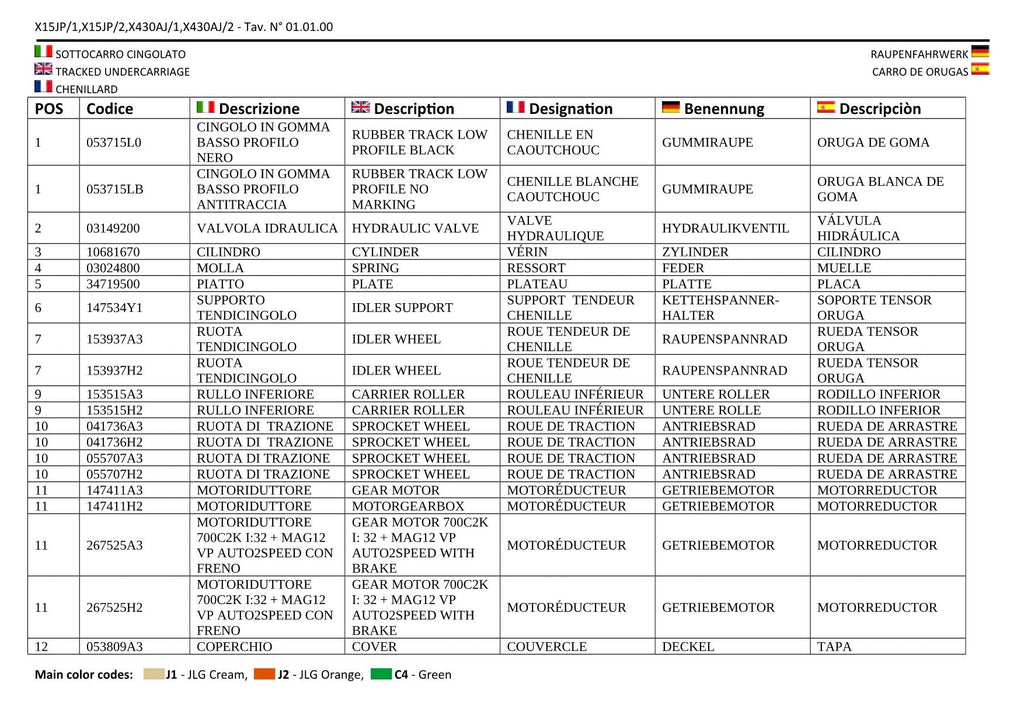 Catálogo de piezas de la pluma sobre orugas compacta JLG GEN1 X15JP GEN1 430AJ Manual en varios idiomas