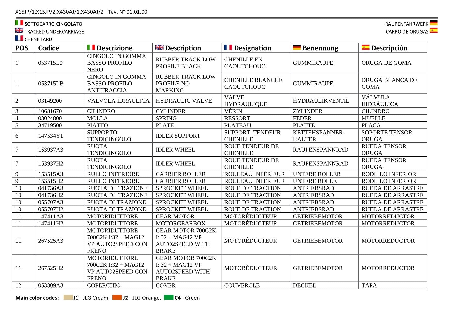 Catálogo de piezas de la pluma sobre orugas compacta JLG GEN1 X15JP GEN1 430AJ Manual en varios idiomas