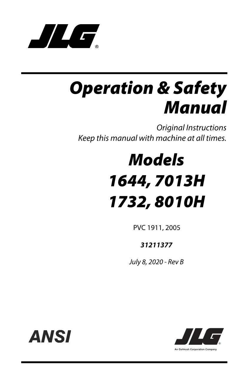 Manual del operador de mantenimiento del manipulador telescópico JLG 1644 1732 7013H 8010H 31211377