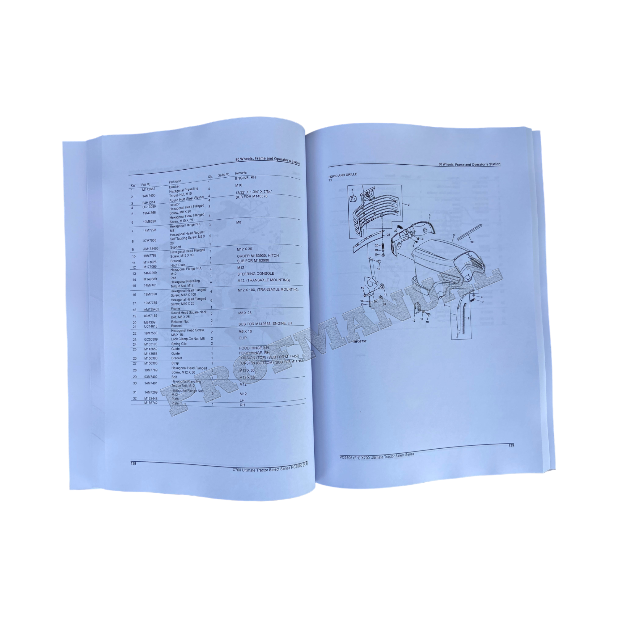 MANUAL DEL CATÁLOGO DE PIEZAS DEL TRACTOR JOHN DEERE X700 