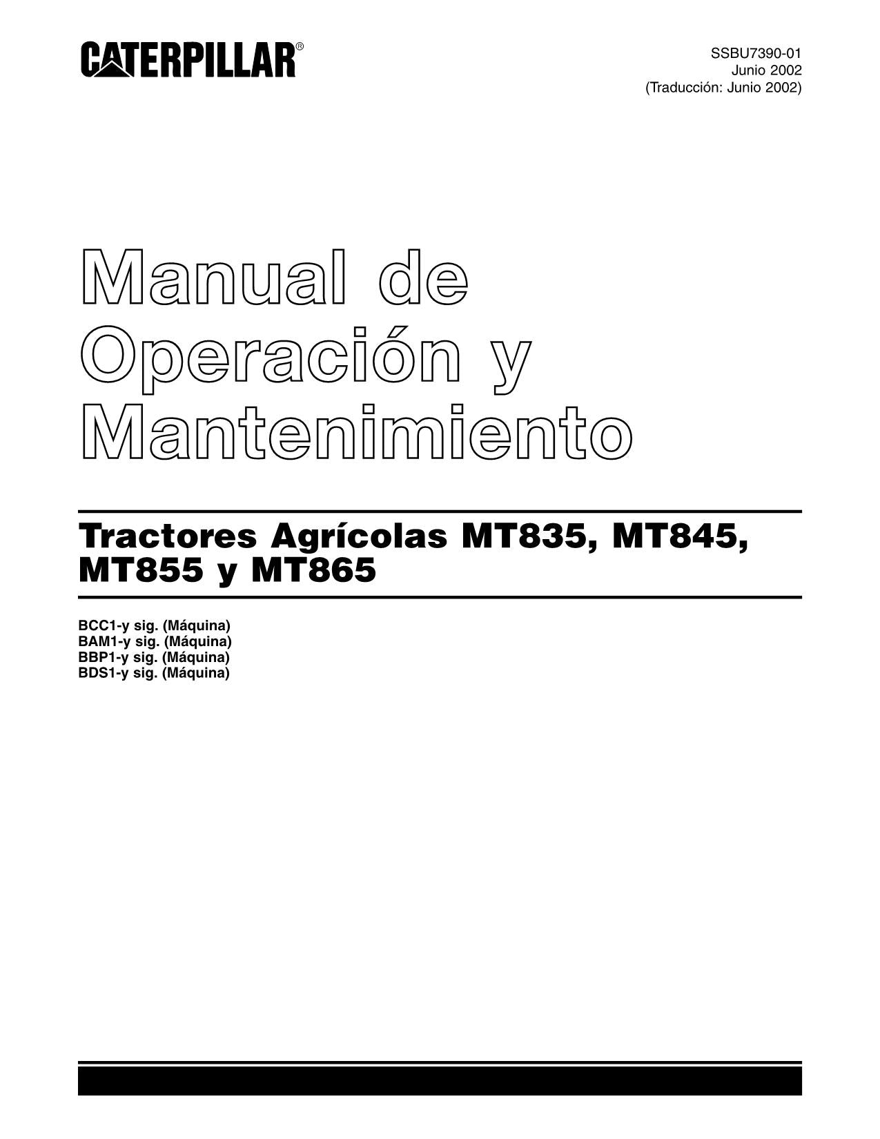 Caterpillar MT835 MT845 MT855 MT865 Tractor agricola Manual de Operacion Espanol