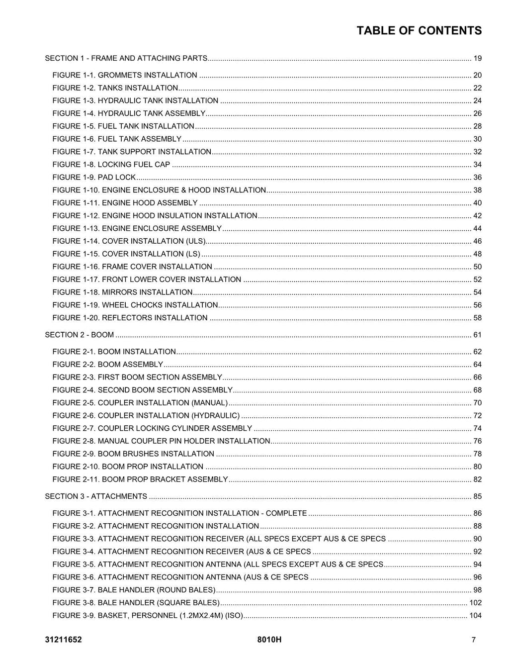 JLG 8010H Telehandler Parts Catalog Hard Copy Manual