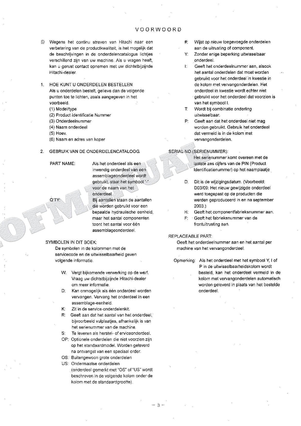 HITACHI ZAXIS ZX160LC Equipment Component Excavator Parts Catalog Manual