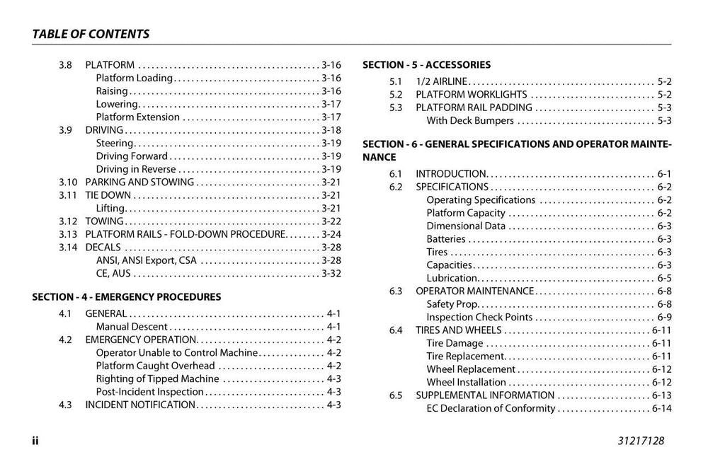 JLG 260MRT Boom Lift Maintenance Operation Operators Manual