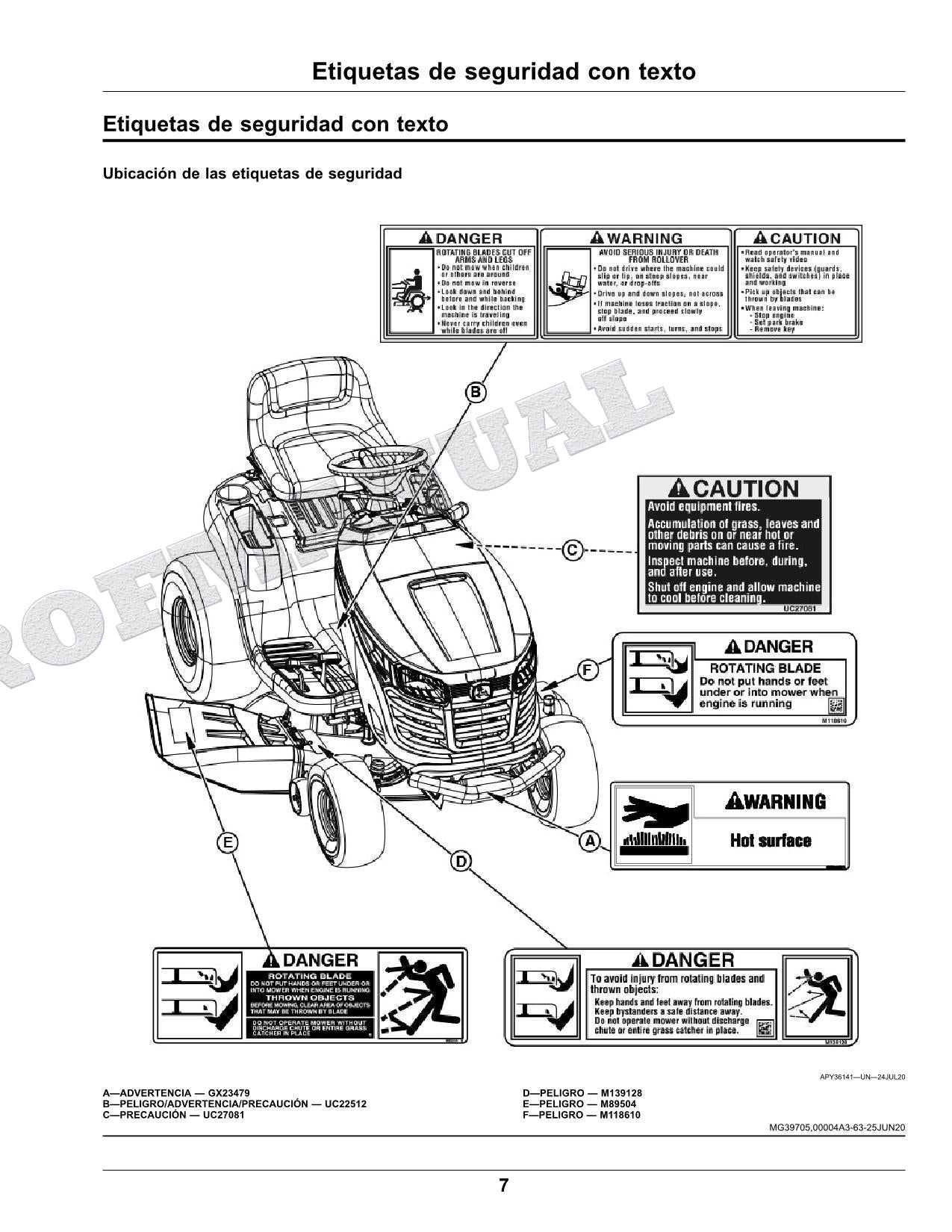 John Deere S100 S110 S120 S130 S140 S160 S170 S180 Tractor Manual del Operador