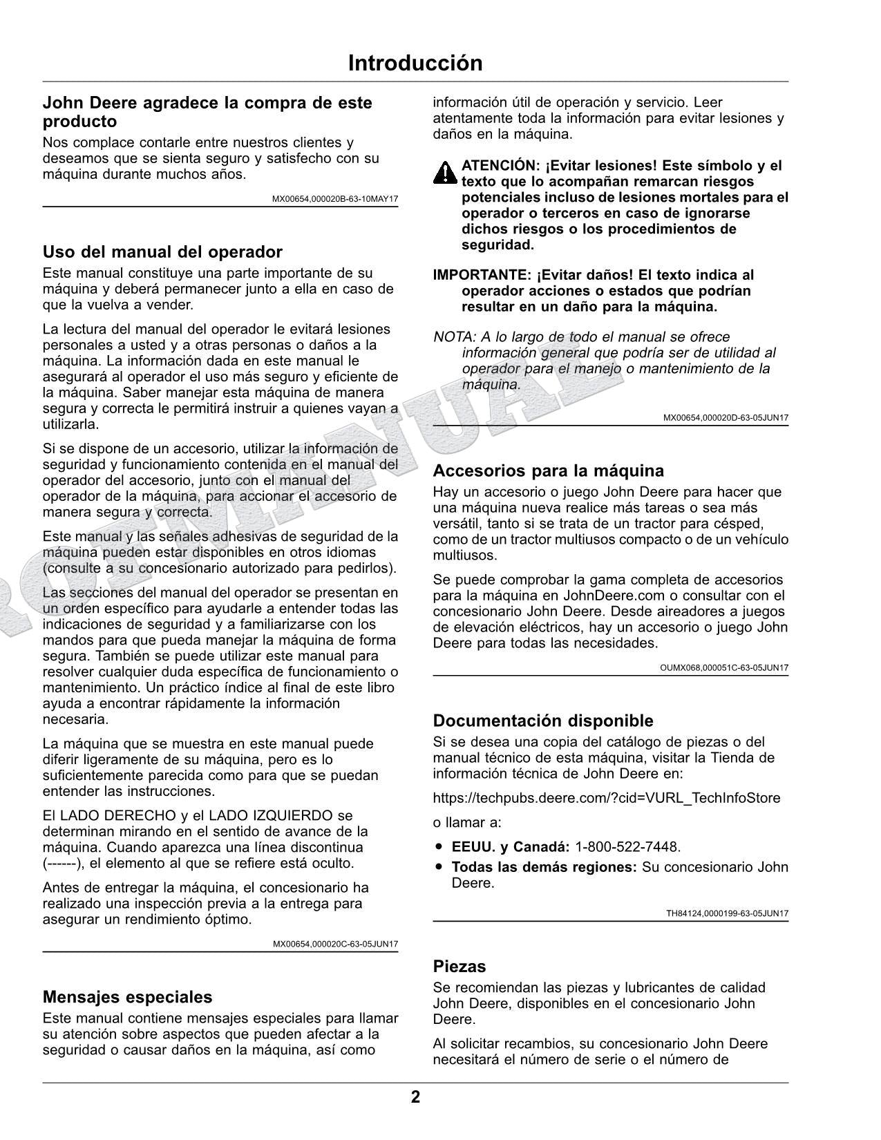 John Deere XUV560E XUV560E S4 cocodrilo Manual del Operador Español SN 010001-