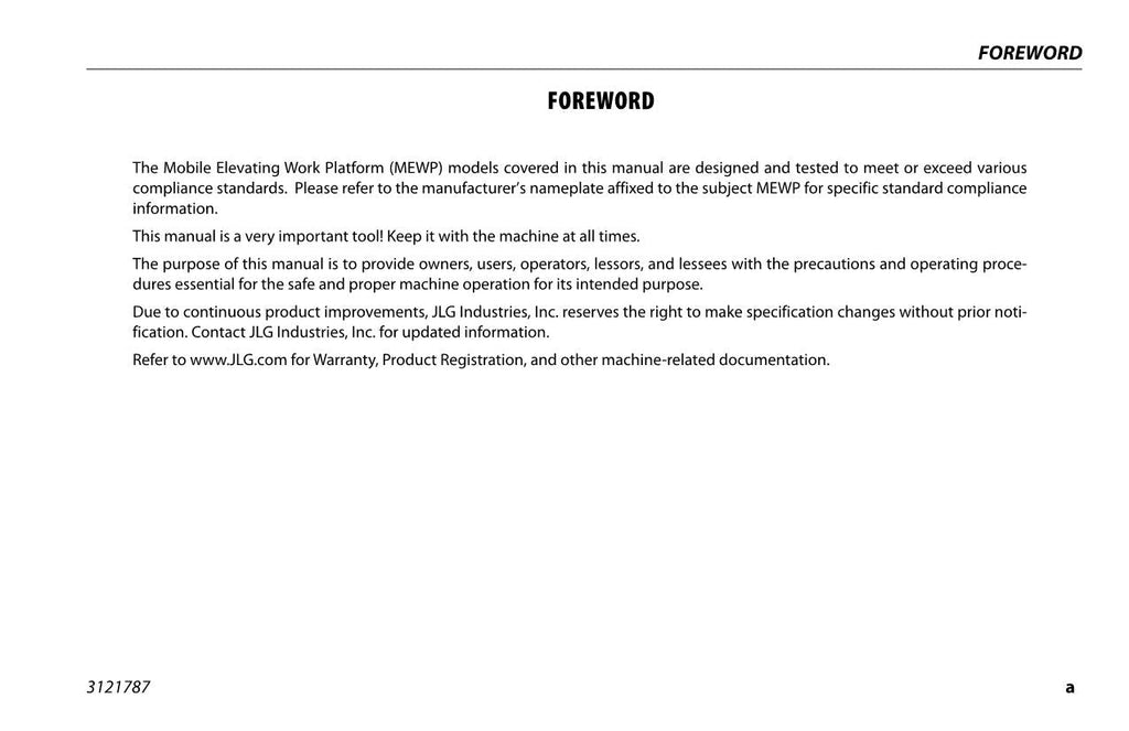 JLG 2632R 3246R Scissor Lift Maintenance Operation Operators Manual