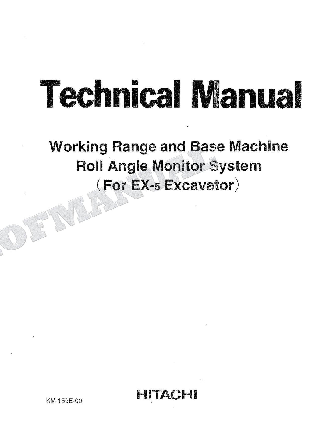 HITACHI Working Range Base Roll Angle Monitor EX-5 Excavator Service manual