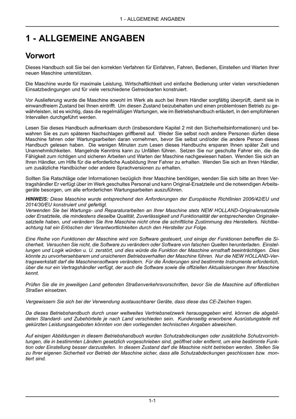 New Holland 760CG Schneidwerk Betriebsanleitung Ab 8186