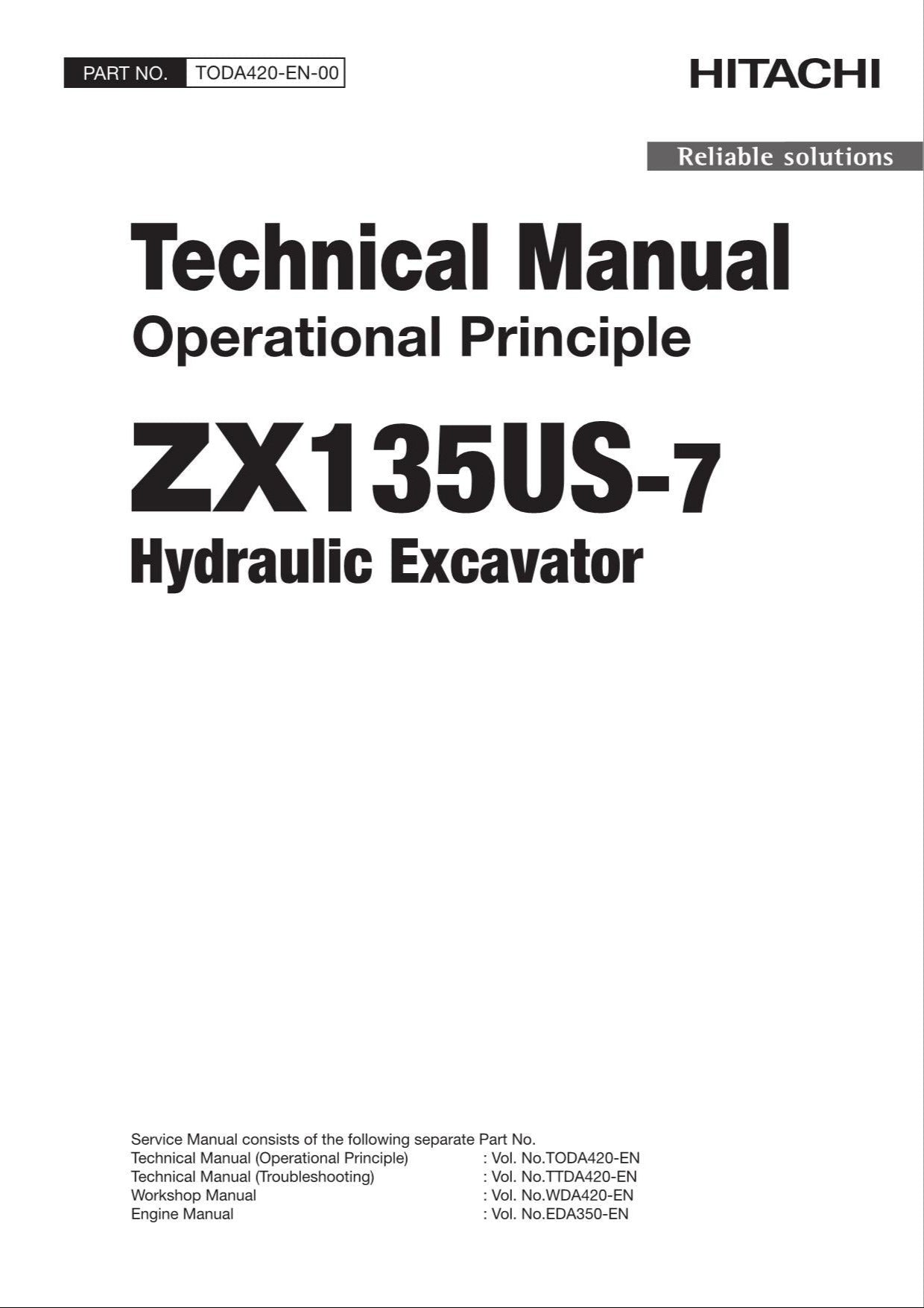 HITACHI ZX135US-7 Operational Principle Excavator Oceanian Technical Manual