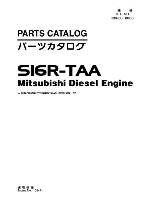 HITACHI Mitsubishi S16R-TAA ENGINE  PARTS CATALOG MANUAL