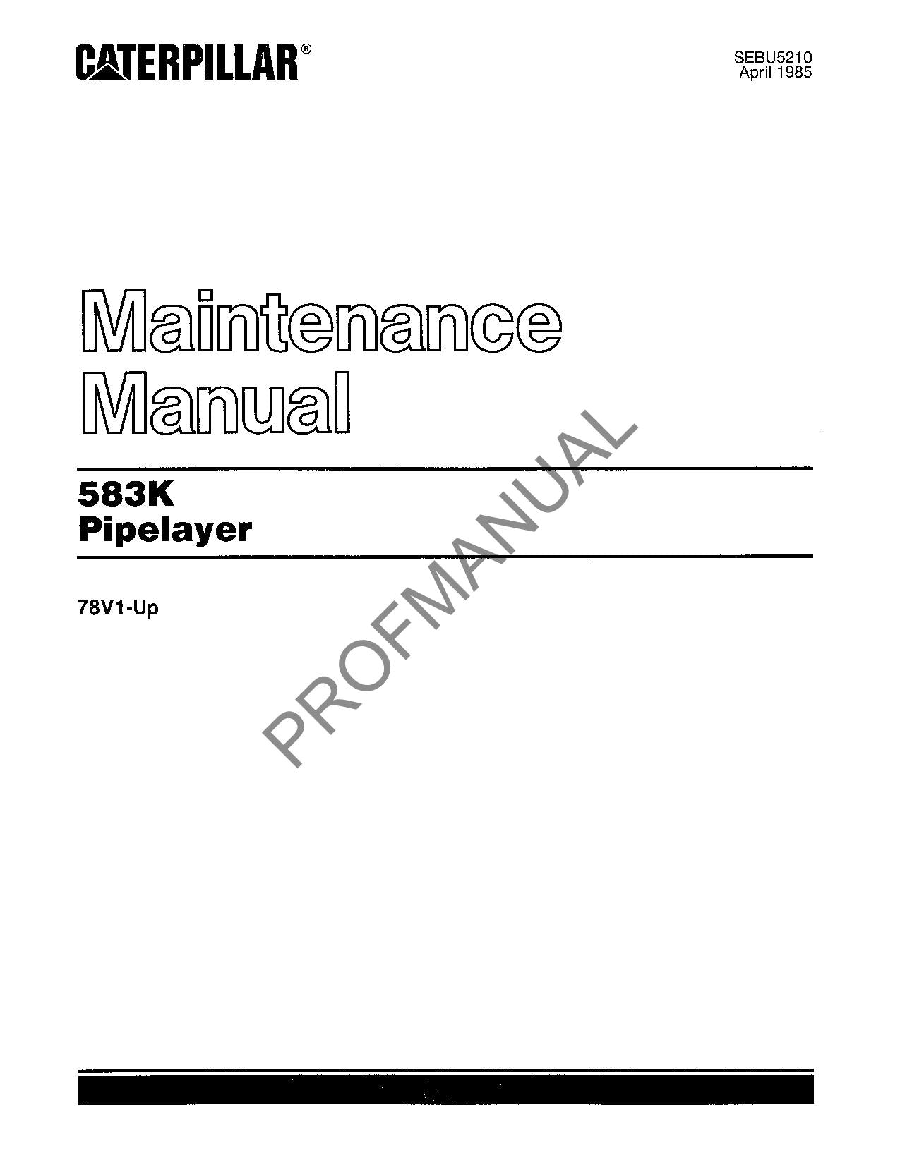 Manual de mantenimiento del operador del tiendetubos Caterpillar 583K