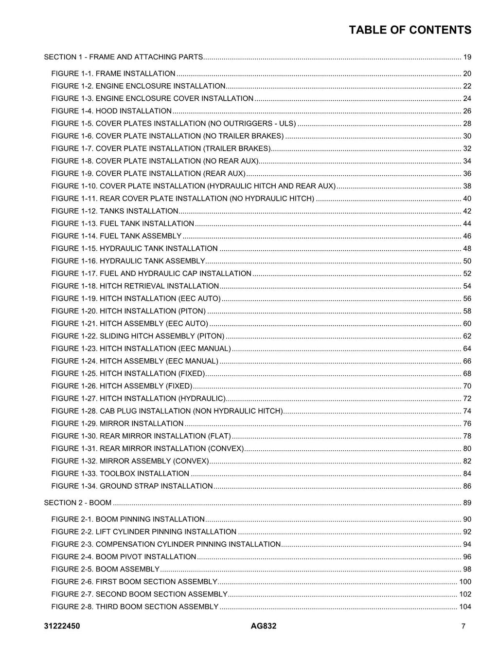 JLG AG832 Telehandler Parts Catalog Manual