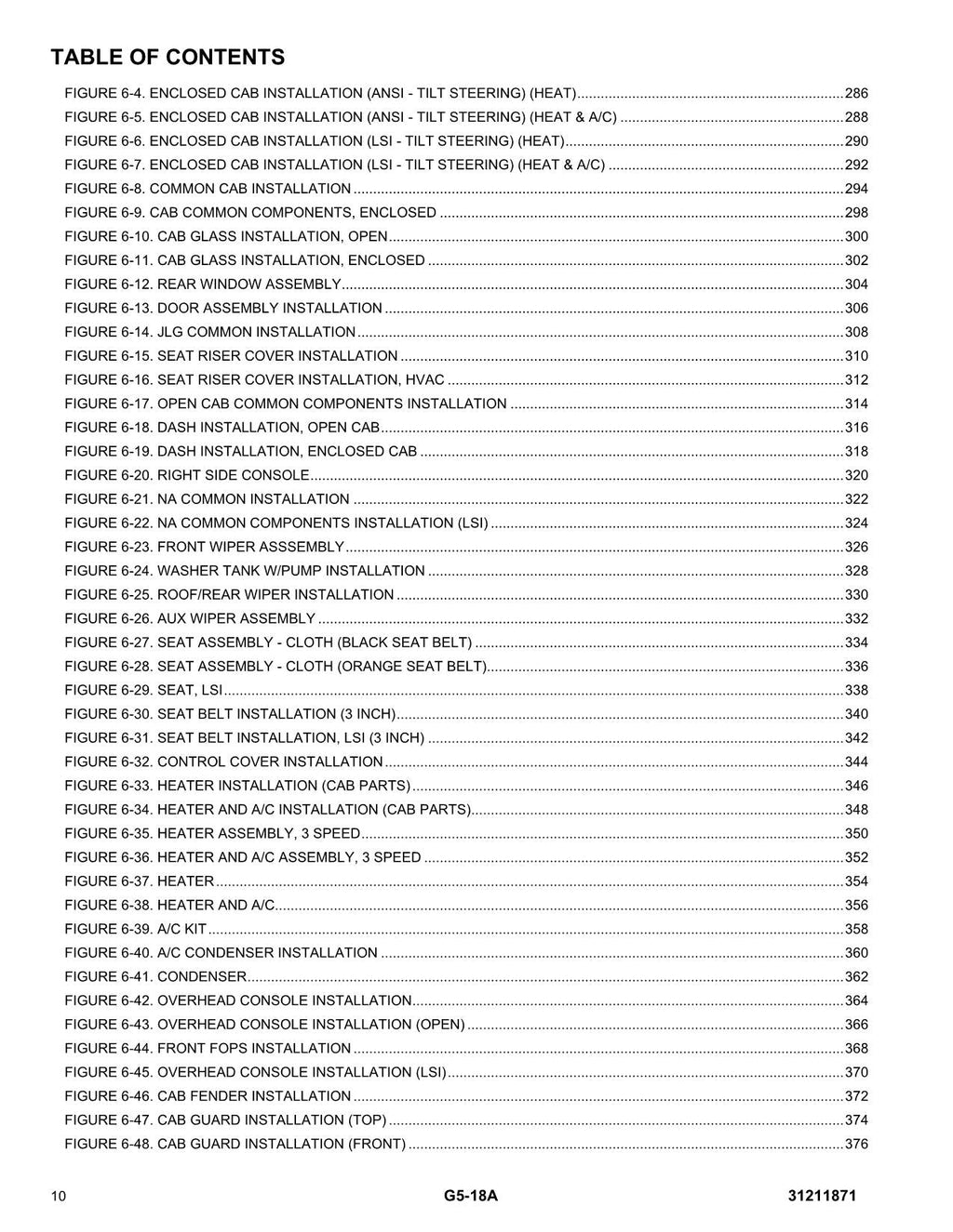 Manual del catálogo de piezas del manipulador telescópico JLG G5-18A 31211871