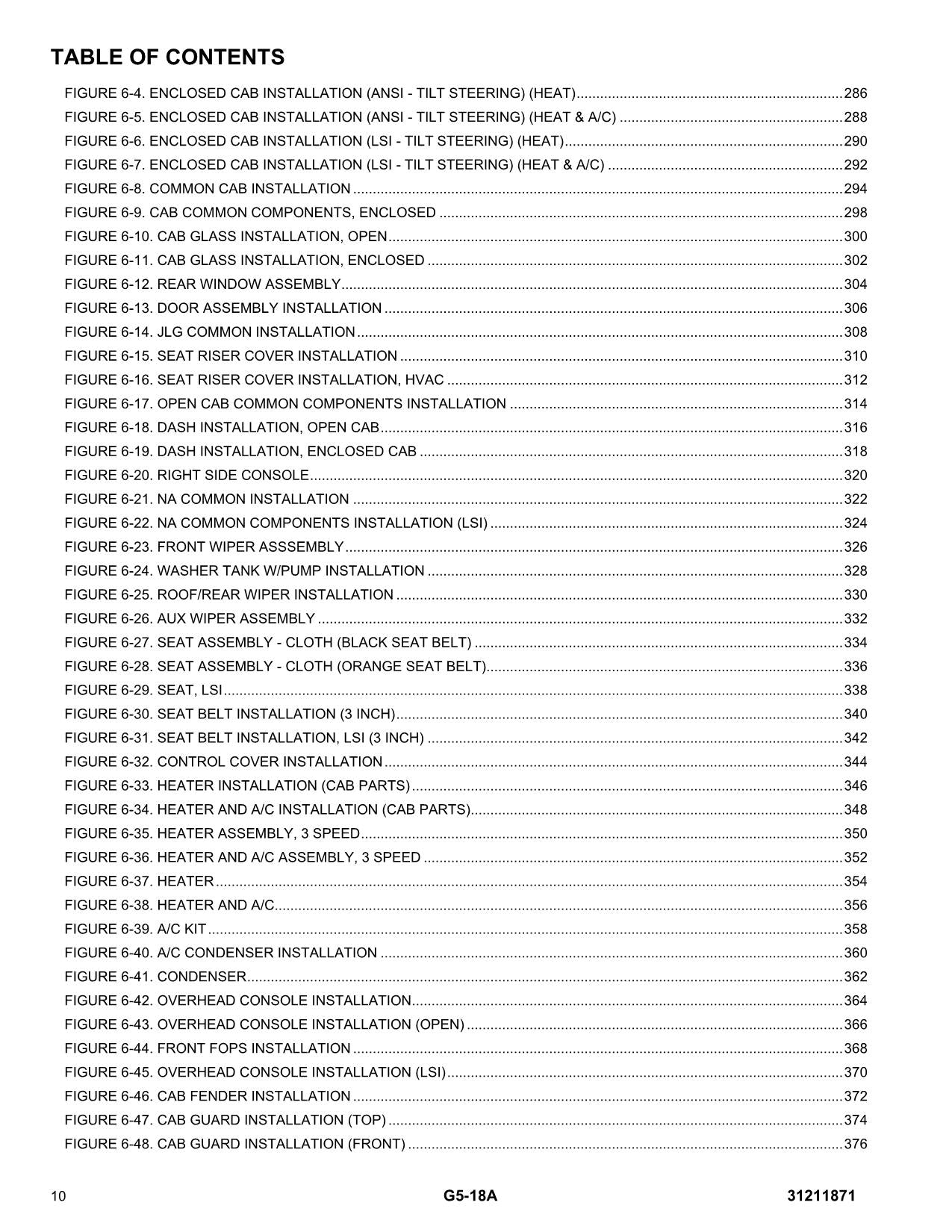 Manual del catálogo de piezas del manipulador telescópico JLG G5-18A 31211871