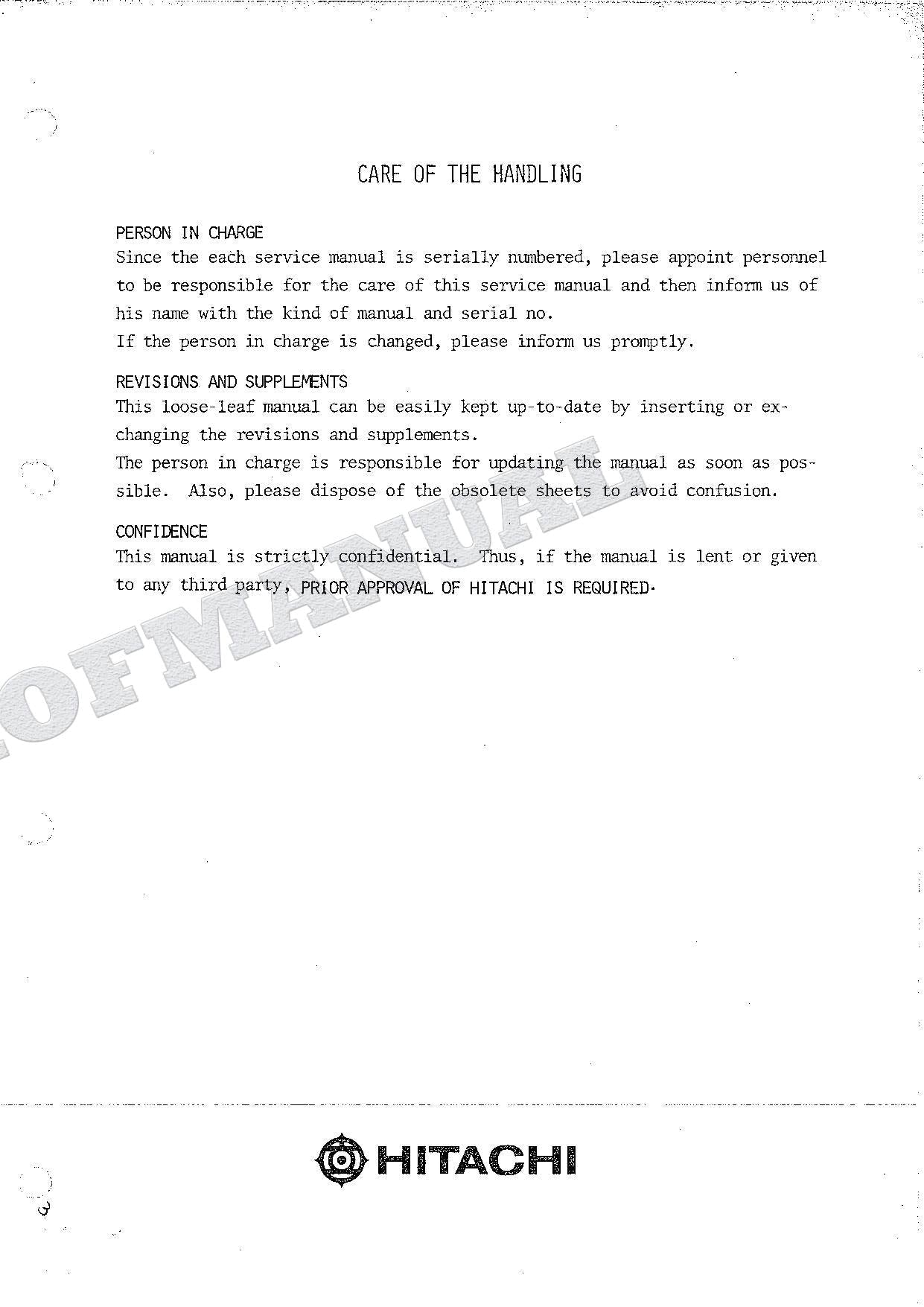 HITACHI UH101 Excavator Repair Service Manual