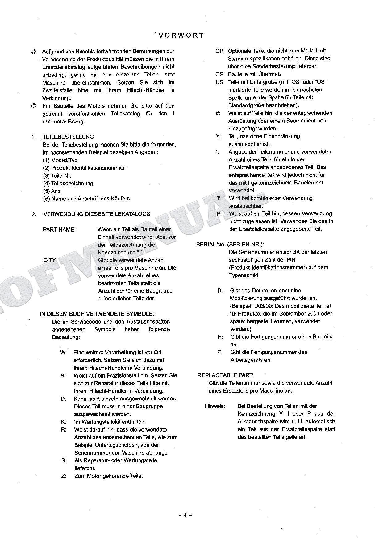 HITACHI ZAXIS ZX135US ZX135US-E ZX135USK Excavator Parts Catalog Manual