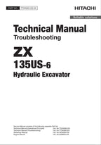 HITACHI ZX135US-6 Excavator Troubleshooting +Schematic Technical Manual TTDAS60