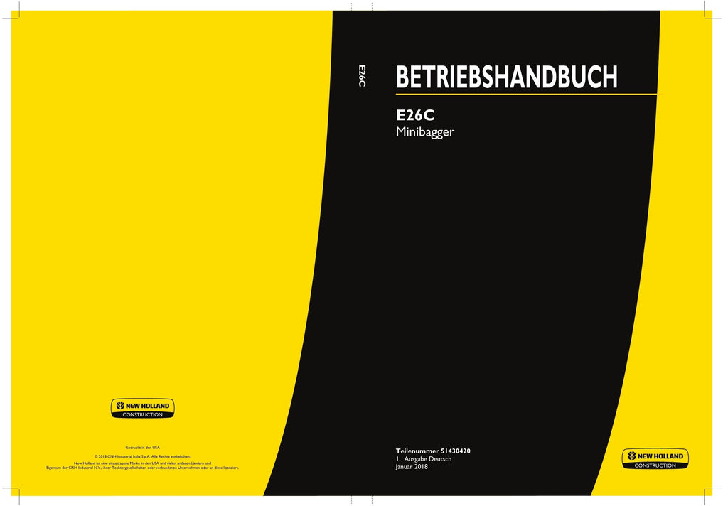 New Holland E26C Minibagger Betriebsanleitung