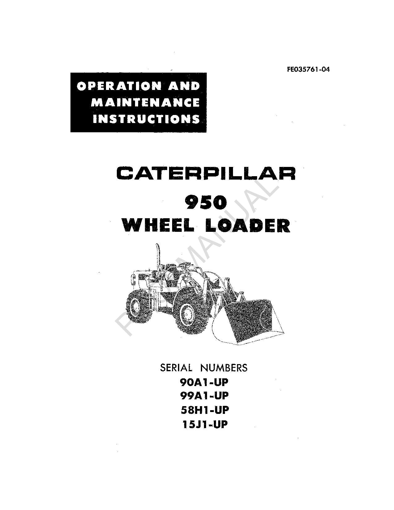 Manual de mantenimiento del operador de la cargadora de ruedas Caterpillar 950 FE035761