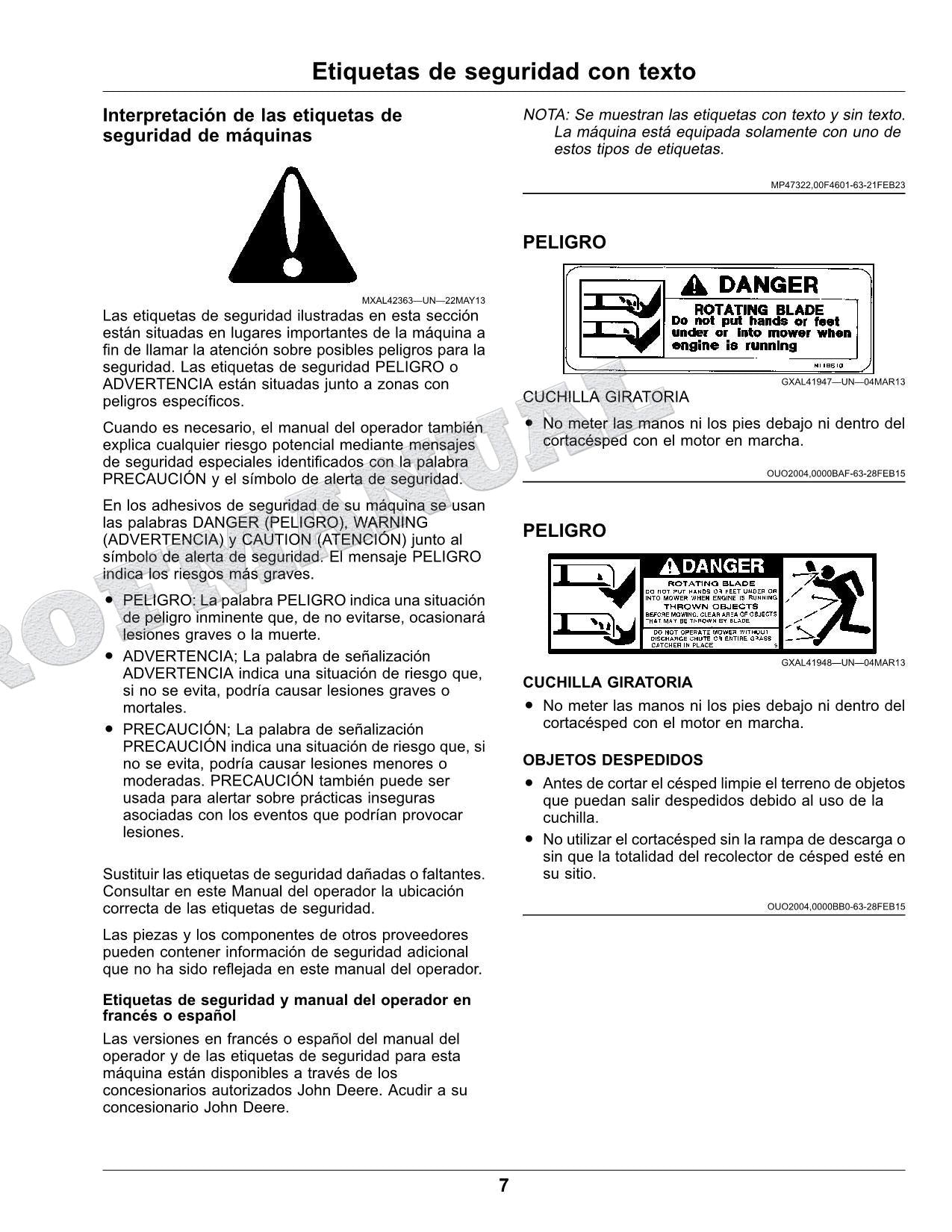 John Deere S220 S240 Tractor Manual del Operador SN S220 010001- 240 880001-